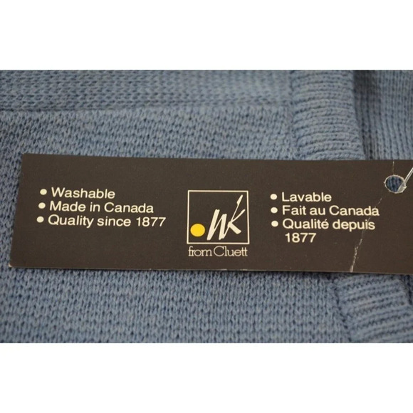 Warren  Knit Mens Large V-Neck Sweater 1980s NWT Cluett Canada Wool Blend Blue - Picture 7 of 11